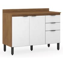 Balcão Cozinha Firenze com Tampo 120cm e 3 Portas 2 Gavetas