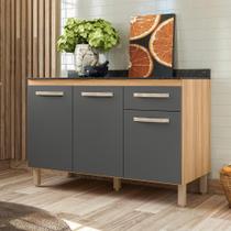 Balcão Cozinha Fit 120cm 3 Portas 1 Gaveta Freijó/Chumbo - Nicioli
