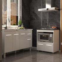 Balcão Cozinha Gabinete de Pia 140 cm Camila e Balcão Evelyn Para Fogão Cooktop 4 Bocas e Forno Elétrico Branco Balcão Cozinha Gabinete de Pia 140 cm Camila e Balcão Evelyn Para Fogão Cooktop 4 Bocas e Forno Elétrico Branco