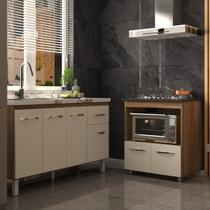 Balcão Cozinha Gabinete de Pia 140 cm Camila e Balcão Evelyn Para Fogão Cooktop 4 Bocas e Forno Elétrico Savana Off White Balcão Cozinha Gabinete de Pia 140 cm Camila e Balcão Evelyn Para Fogão Cooktop 4 Bocas e Forno Elétrico Savana Off White