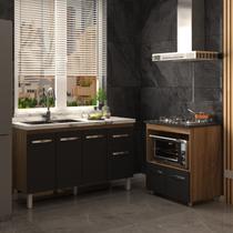Balcão Cozinha Gabinete de Pia 140 cm Camila e Balcão Evelyn Para Fogão Cooktop 4 Bocas e Forno Elétrico Savana Preto Balcão Cozinha Gabinete de Pia 140 cm Camila e Balcão Evelyn Para Fogão Cooktop 4 Bocas e Forno Elétrico Savana Preto