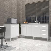 Balcão Cozinha Gabinete Para Pia 138 cm Carine e Balcão Jane Para Microondas ou Forno Elétrico Branco Balcão Cozinha Gabinete Para Pia 138 cm Carine e Balcão Jane Para Microondas ou Forno Elétrico Branco