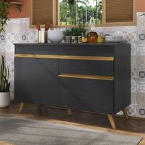 Balcão Cozinha Gabinete Pia 120 cm 2 Portas 1 Gaveta Veneza GB Multimóveis Preto