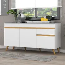 Balcão Cozinha Gabinete Pia 150 Cm 3 Portas Gw Mp3740 Branco
