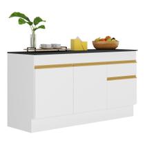 Balcão Cozinha Gabinete Pia 150cm Com Rodapé 3 Portas 1 Gaveta Veneza V2107 Branco/dourado Balcão Cozinha Gabinete Pia 150cm Com Rodapé 3 Portas 1 Gaveta Veneza V2107 Branco/dourado