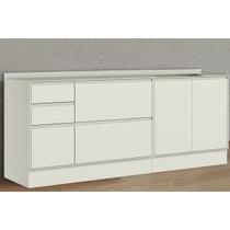 Balcão Cozinha Henn Fineze 3 Portas 4 Gavetas 200cm Areia Balcão Cozinha Henn Fineze 3 Portas 4 Gavetas 200cm Areia