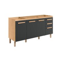 Balcão Cozinha Intenza 160cm 4 Portas 2 Gavetas sem Tampo Freijó/Chumbo - Nicioli Balcão Cozinha Intenza 160cm 4 Portas 2 Gavetas sem Tampo Freijó/Chumbo - Nicioli