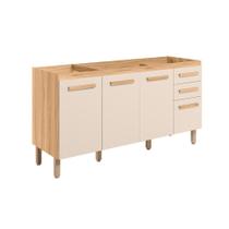 Balcão Cozinha Intenza 160cm 4 Portas 2 Gavetas sem Tampo Freijó/Off White Cristal - Nicioli Balcão Cozinha Intenza 160cm 4 Portas 2 Gavetas sem Tampo Freijó/Off White Cristal - Nicioli