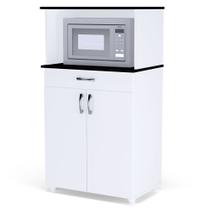 Balcão Cozinha Microondas Multiuso Carina 2 Portas e 1 Gaveta Flex Branco - Desk Design