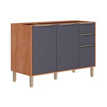 Balcão Cozinha Modulado Celeste c/ 3 Portas e 2 Gavetas s/Tampo 120cm Cinamomo/Titanium MGM Balcão Cozinha Modulado Celeste c/ 3 Portas e 2 Gavetas s/Tampo 120cm Cinamomo/Titanium MGM