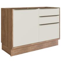 Balcão Cozinha Modular 100% MDF Édez Uno, 1 Porta e 3 Gavetas, Off White e Louro Freijó Balcão Cozinha Modular 100% MDF Édez Uno, 1 Porta e 3 Gavetas, Off White e Louro Freijó