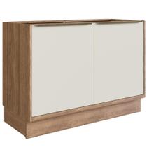 Balcão Cozinha Modular 100% MDF Édez Uno, 2 Portas 120 cm, Off White e Louro Freijó