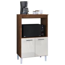 Balcão Cozinha Multiuso 65cm Forno e Microondas 2 Portas Armário Off White