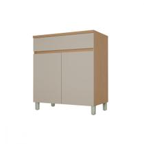 Balcão Cozinha Nesher Realeza 80cm 2 Portas 1 Gaveta Carvalho Greige MDF