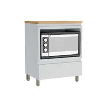 Balcão Cozinha p/ Cooktop c/ Tampo Rainha c/ 1 Porta e 1 Nicho Forno 70 cm Branca/Nature - Nesher