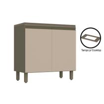 Balcão Cozinha p/Cooktop Connect top 2 Portas c/Tampo 80cm Duna/Cristal - Henn