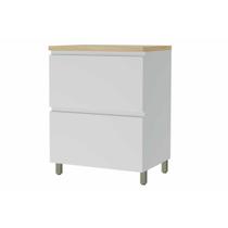 Balcão Cozinha p/Cooktop Rainha 1 Porta e 1 Gaveta c/ Tampo 70cm Branca/Nature - Nesher