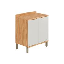 Balcão Cozinha p/ Cooktop Sauvignon 2 Portas c/ Tampo 80cm Amendoa/Off White - Ronipa