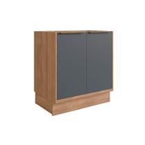 Balcão Cozinha p/ Cooktop Versalis PH 3040 c/ 2 Portas s/ Tampo 80cm Freijo/Grafite - Herval Balcão Cozinha p/ Cooktop Versalis PH 3040 c/ 2 Portas s/ Tampo 80cm Freijo/Grafite - Herval