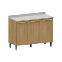 Balcão Cozinha P/ Pia 120cm 3 Pts C/ Tampo Elegance Luciane Freijó Quartzo Bege