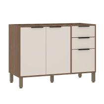 Balcão Cozinha Pia 120cm 2 Portas 3 Gavetas Aspen Vanilla