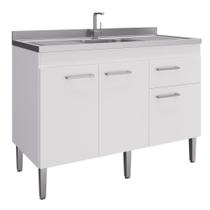 Balcão Cozinha Sem Pia 3 Portas 1 Gaveta Branco Arte Cas