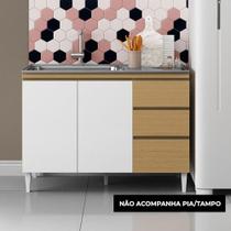 Balcão Cozinha Sem Tampo 120cm Para Pia Paolla Atacama/off White A09 - D'rossi Balcão Cozinha Sem Tampo 120cm Para Pia Paolla Atacama/off White A09 - D'rossi