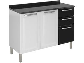 Balcão Cozinhas Itatiaia Tarsila - 3 Portas e 2 Gavetas - Branco c/ Preto