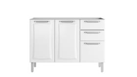 Balcão Cozinhas Itatiaia Tarsila - 3 Portas e 2 Gavetas c/ entrada para PIA - Branco