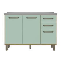 Balcão Criare 120cm com Tampo 3 Portas 2 Gavetas Poliman