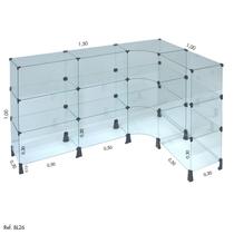 Balcão de Atendimento L Modulado em Vidro 1,50 x 1,00 x 1,00 - Tatinet