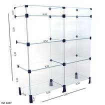Balcão de Atendimento Modulado em Vidro com Porta Bijuteria - 1,00 x 1,10 x 0,30 - Tatinet