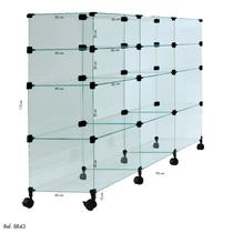 Balcão de Atendimento Modulado em Vidro com Rodízios - 0,90 x 1,10 x 0,30 - Tatinet
