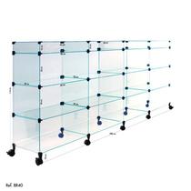 Balcão de Atendimento Modulado em Vidro com Rodízios - 2,00 x 1,10 x 0,30