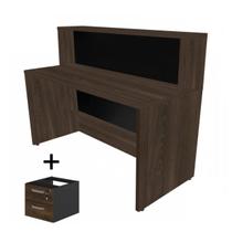 Balcão de Atendimento para recepção 1.35x1,13x0,60m com Gavetas WORKSTART MARSALA PRETO Balcão de Atendimento para recepção 1.35x1,13x0,60m com Gavetas WORKSTART MARSALA PRETO