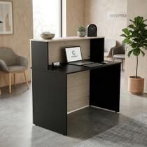 Balcão de Atendimento para Recepção 120cm Bancada Dupla Studio Legno Crema/Preto Bege
