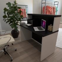 Balcão de Atendimento para Recepção - 120cm de Largura Branco/Preto