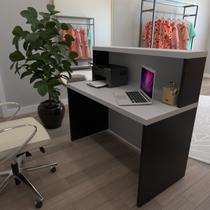 Balcão de Atendimento para Recepção - 120cm de Largura Preto/Cinzacristal