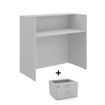 Balcão de Atendimento para recepção 1,20x0,60m com 2 Gavetas NEW CITY Cor Branco