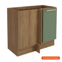 Balcão de Canto com Tampo Botanic 1 PT Verde Oliva e Nogueira Balcão de Canto com Tampo Botanic 1 PT Verde Oliva e Nogueira