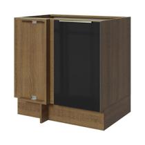 Balcão de Canto Madesa Lux 1 Porta - Rustic/Preto