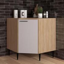 Balcão de Canto Oblíquo para Cozinha 1 Porta Oak/Cinza Urbano - Amália Móveis Sul