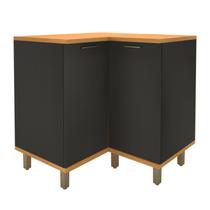 Balcão de Canto Reto com Tampo 2 Portas com Pés para Cozinha Modulada Chumbo Madri - Indekes Balcão de Canto Reto com Tampo 2 Portas com Pés para Cozinha Modulada Chumbo Madri - Indekes