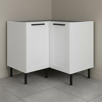 Balcão de Canto sem Tampo em L com 2 Portas e 2 Prateleiras 90cm TM1302 MDF Grazi Branco