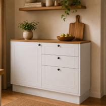 Balcão de Cozinha 1 Porta 3 Gavetas 100% MDF 120cm sem Tampo Sevilha Herval Branco Balcão de Cozinha 1 Porta 3 Gavetas 100% MDF 120cm sem Tampo Sevilha Herval Branco
