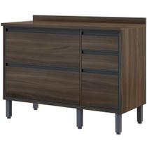 Balcão de Cozinha 1 Porta 4 Gavetas com Tampo 120cm Thela Cor Canela - Telasul