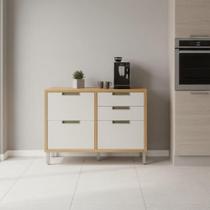 Balcão de Cozinha 1 Portas 4 Gavetas Freijó/Off White Imperatriz Nesher Balcão de Cozinha 1 Portas 4 Gavetas Freijó/Off White Imperatriz Nesher