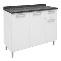 Balcão De Cozinha 100% Aço 105cm Com Tampo 3 Portas 1 Gaveta 6112 Múltipla Bertolini Branco