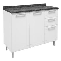 Balcão De Cozinha 100% Aço 105cm Com Tampo 3 Portas 2 Gavetas 6114 Múltipla Bertolini Branco