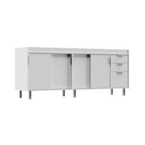 Balcão de Cozinha 100% MDF 194cm 4 Portas Correr 3 Gavetas Balcão de Cozinha 100% MDF 194cm 4 Portas Correr 3 Gavetas